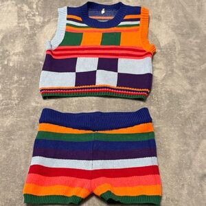 Colorful Striped Knit Set